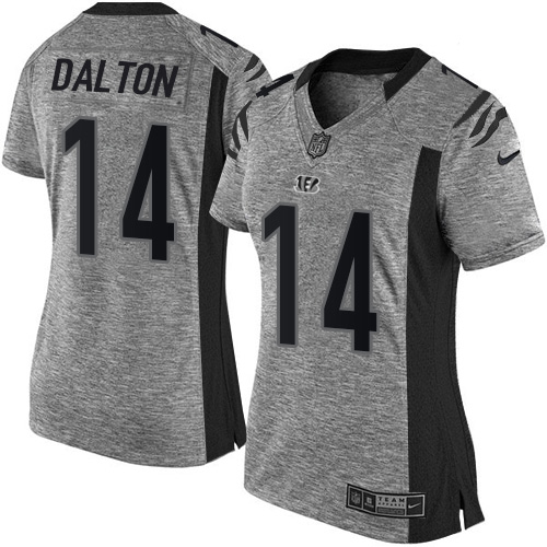 Women's Limited Andy Dalton Nike Jersey Gray - #14 Gridiron NFL Cincinnati Bengals